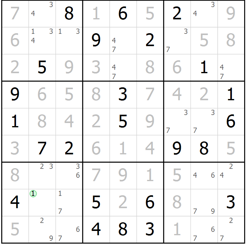 Position des candidats pour la solution de la Gr 22 page 25 du magazine de sudoku Maestro n° 086