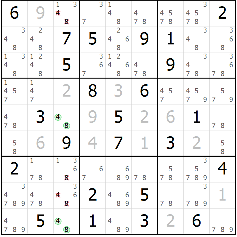 Position des candidats pour la solution de la Gr 23 page 26 du magazine de sudoku Maestro n° 086