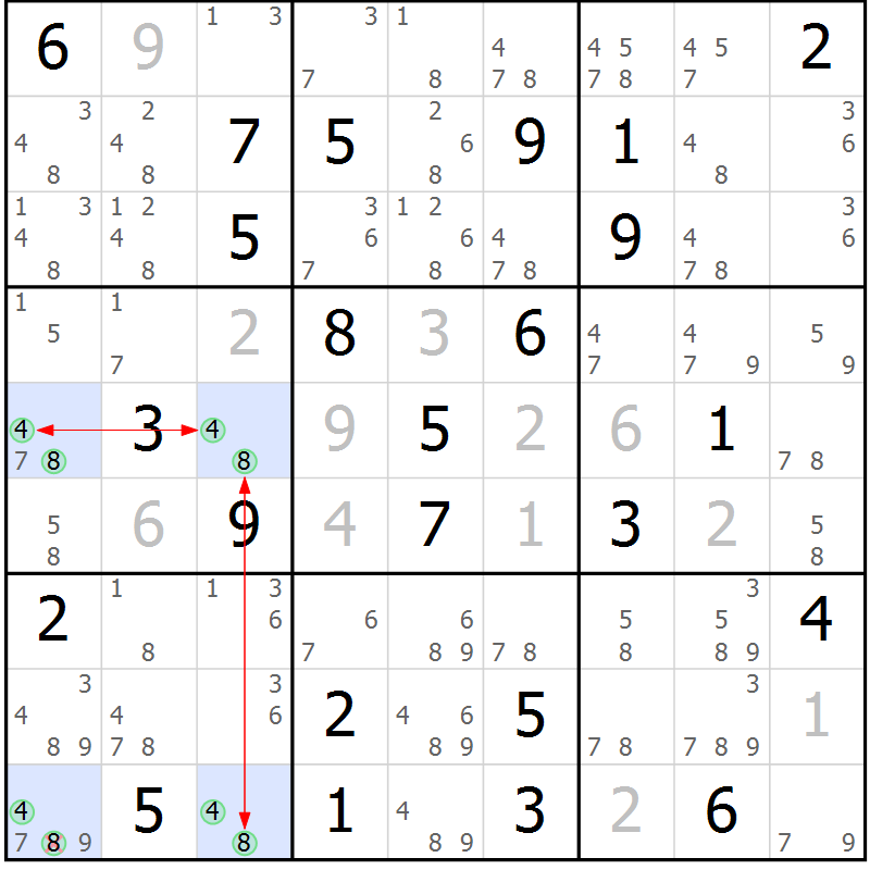 Position des candidats pour la solution de la Gr 23 page 26 du magazine de sudoku Maestro n° 086
