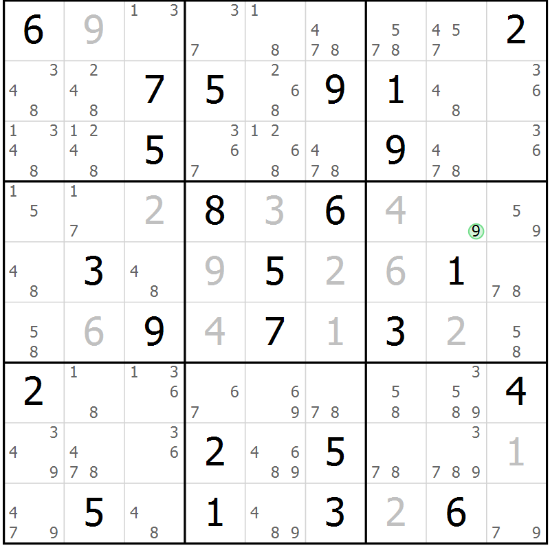 Position des candidats pour la solution de la Gr 23 page 26 du magazine de sudoku Maestro n° 086