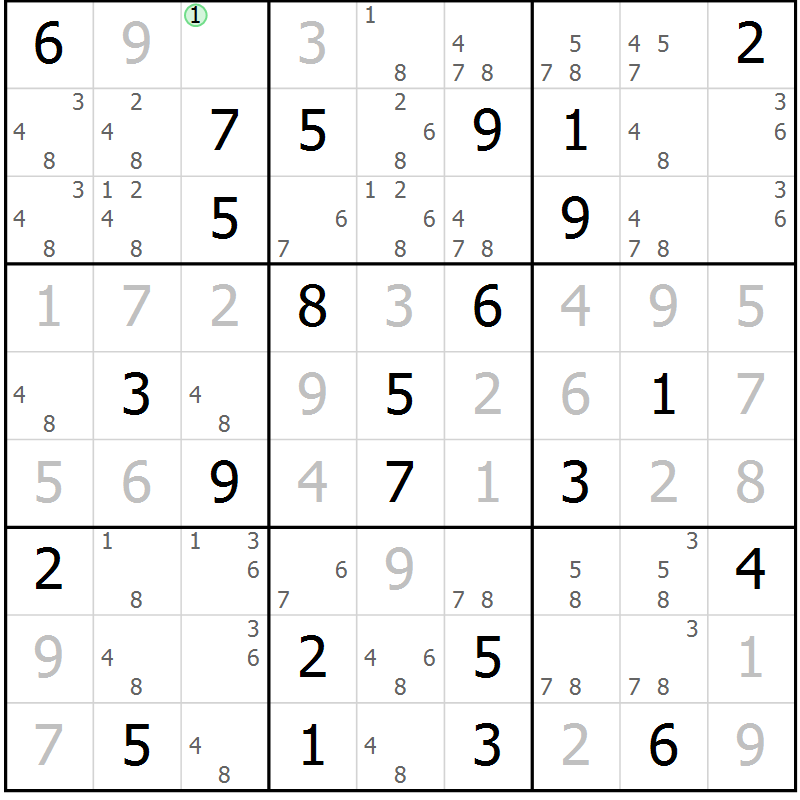 Position des candidats pour la solution de la Gr 23 page 26 du magazine de sudoku Maestro n° 086