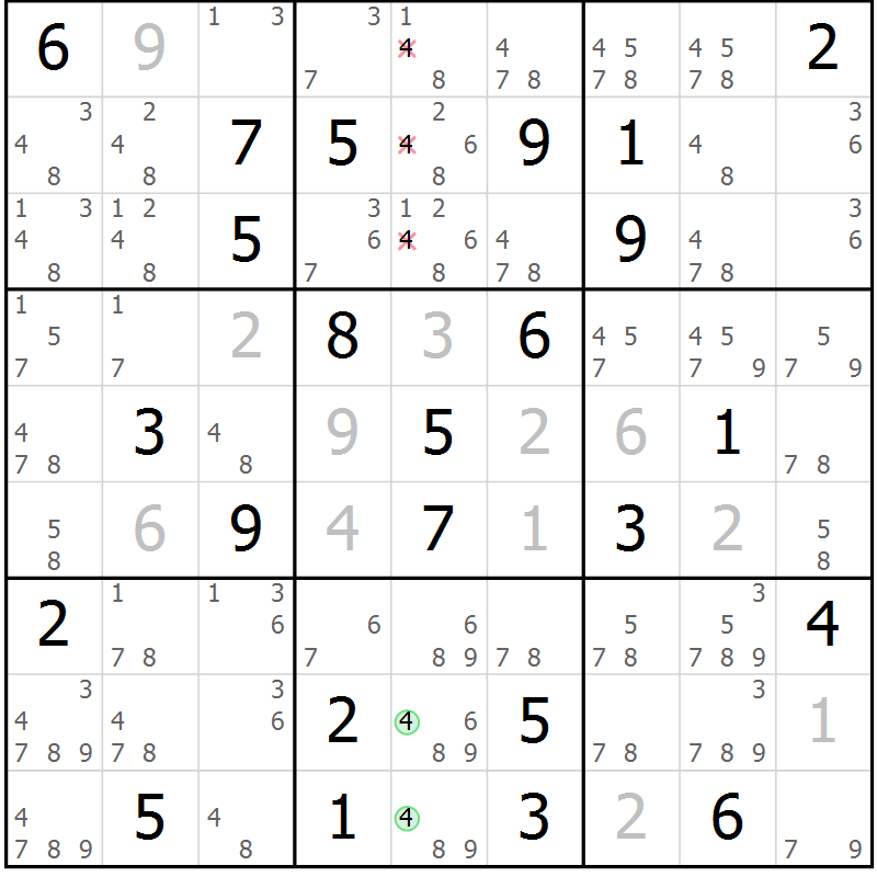 Position des candidats pour la solution de la Gr 23 page 26 du magazine de sudoku Maestro n° 086