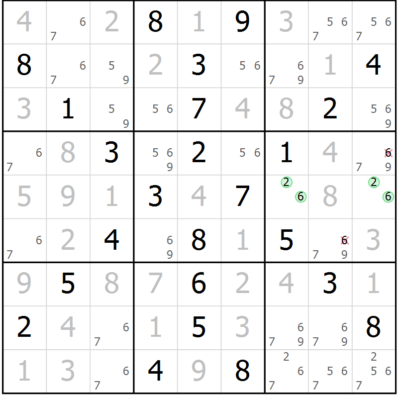 Position des candidats pour la solution de la Gr 24 page 27 du magazine de sudoku Maestro n° 086