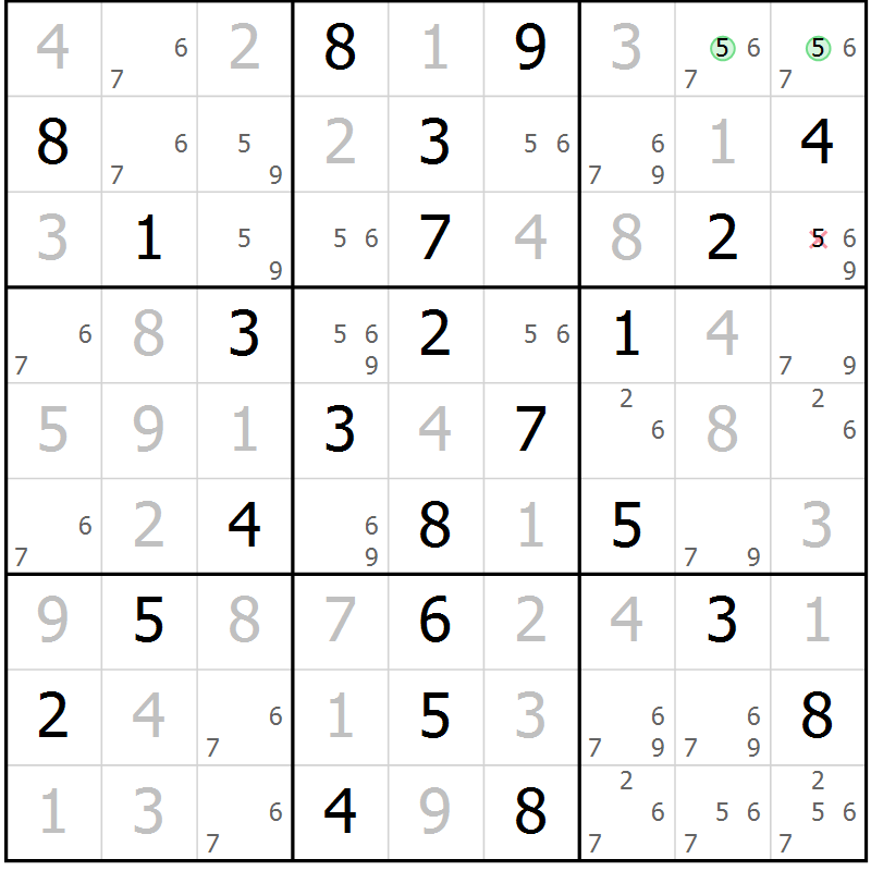 Position des candidats pour la solution de la Gr 24 page 27 du magazine de sudoku Maestro n° 086