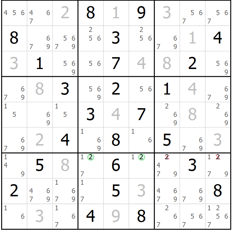 Position des candidats pour la solution de la Gr 24 page 27 du magazine de sudoku Maestro n° 086