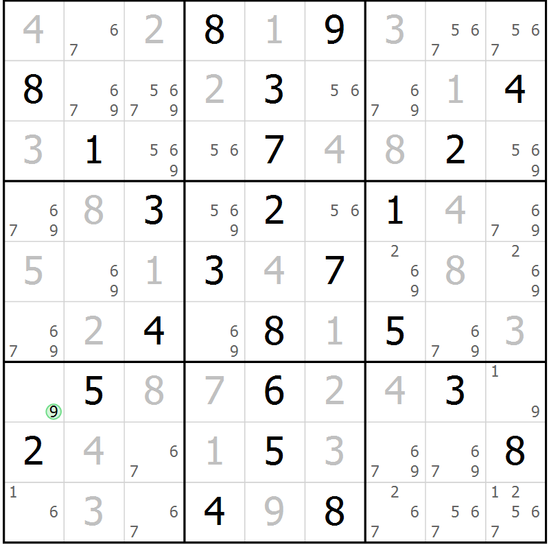Position des candidats pour la solution de la Gr 24 page 27 du magazine de sudoku Maestro n° 086