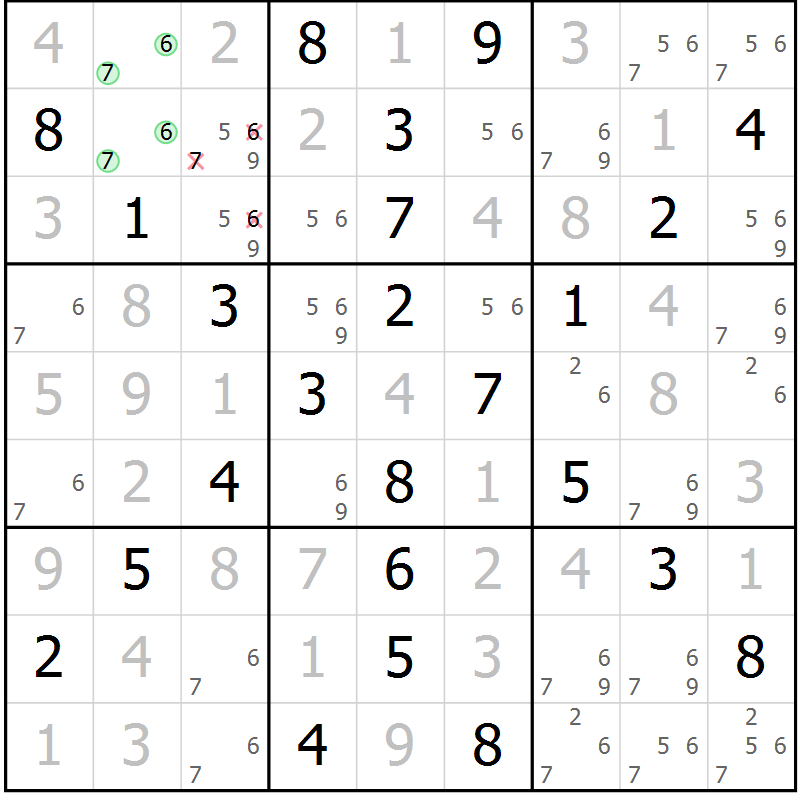 Position des candidats pour la solution de la Gr 24 page 27 du magazine de sudoku Maestro n° 086