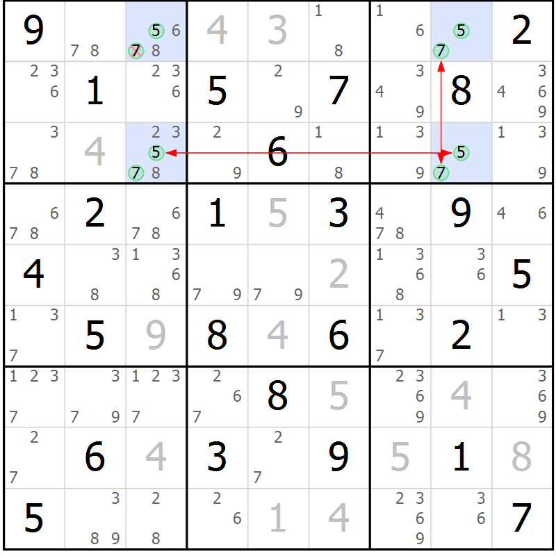 Position des candidats pour la solution de la Gr 26 page 29 du magazine de sudoku Maestro n° 086