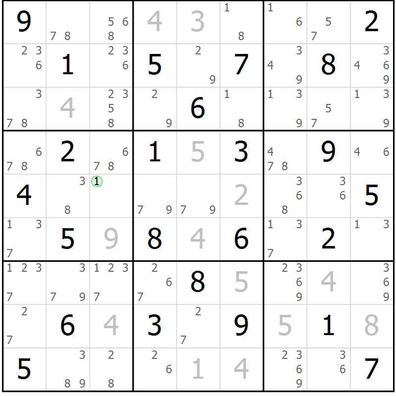 Position des candidats pour la solution de la Gr 26 page 29 du magazine de sudoku Maestro n° 086