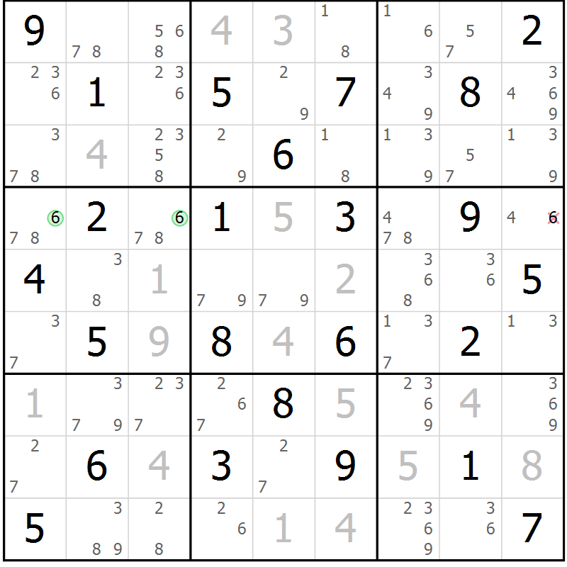 Position des candidats pour la solution de la Gr 26 page 29 du magazine de sudoku Maestro n° 086