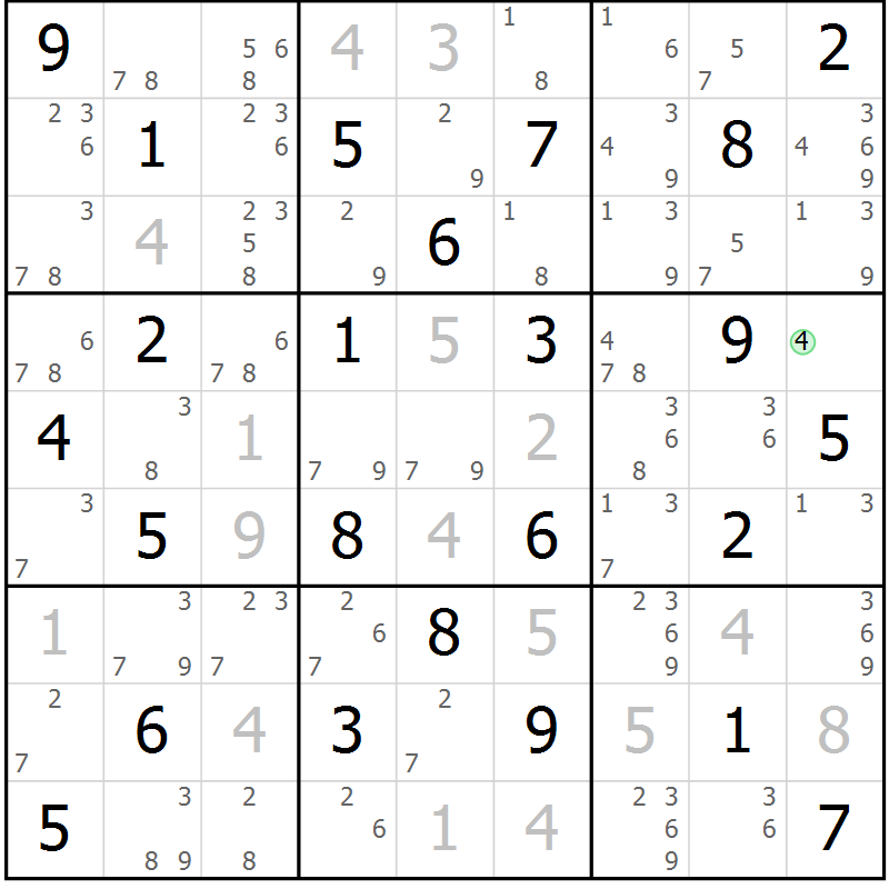 Position des candidats pour la solution de la Gr 26 page 29 du magazine de sudoku Maestro n° 086