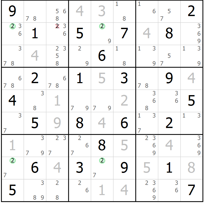Position des candidats pour la solution de la Gr 26 page 29 du magazine de sudoku Maestro n° 086