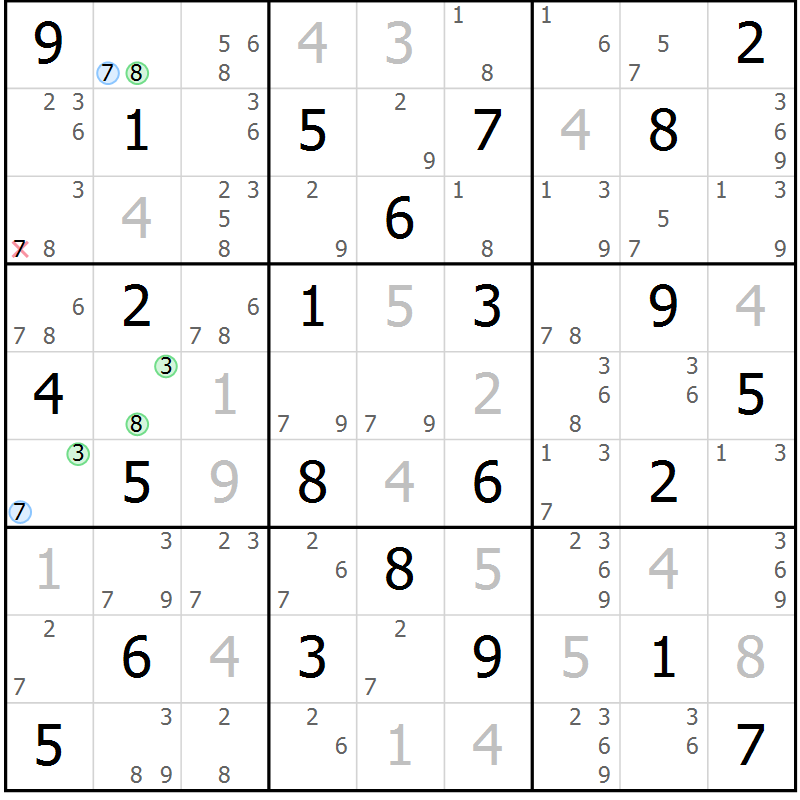 Position des candidats pour la solution de la Gr 26 page 29 du magazine de sudoku Maestro n° 086