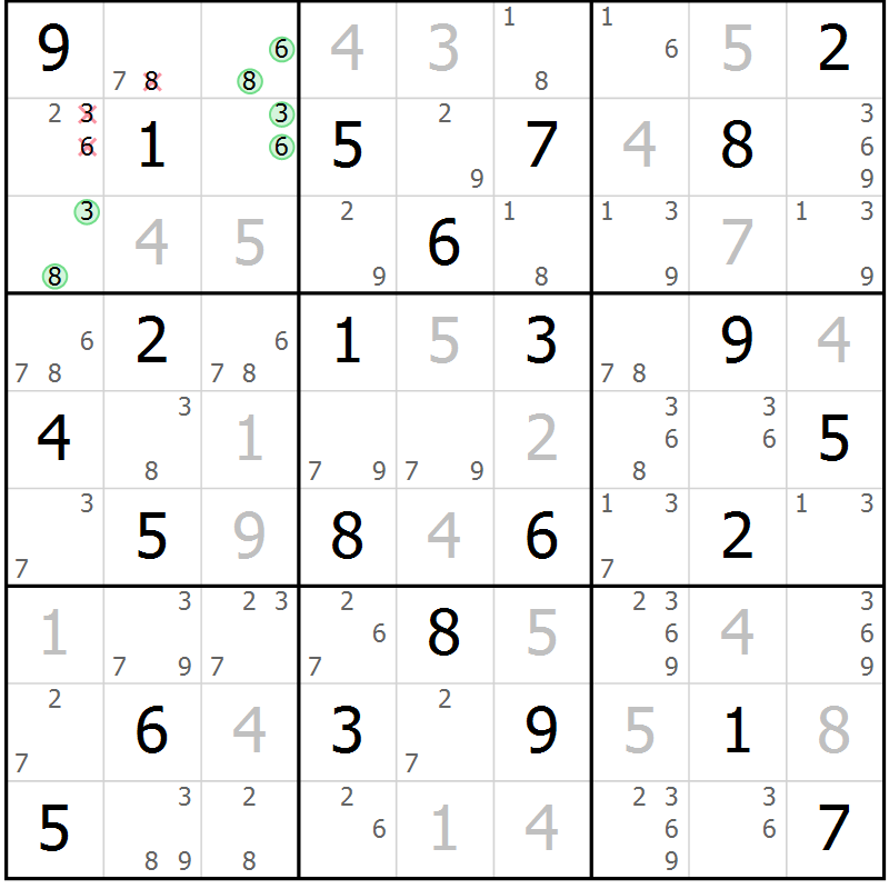 Position des candidats pour la solution de la Gr 26 page 29 du magazine de sudoku Maestro n° 086