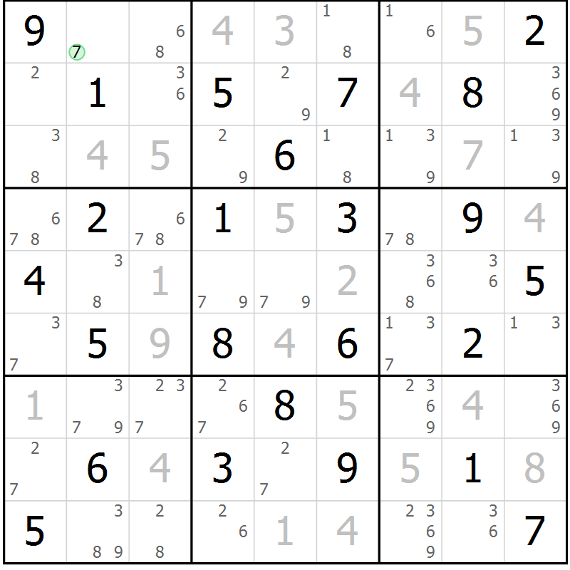 Position des candidats pour la solution de la Gr 26 page 29 du magazine de sudoku Maestro n° 086