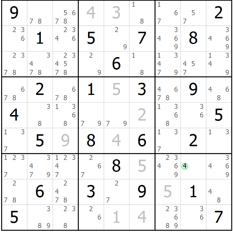 Position des candidats pour la solution de la Gr 26 page 29 du magazine de sudoku Maestro n° 086