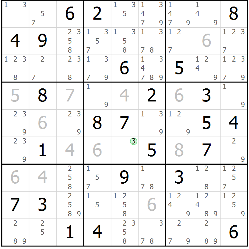 Position des candidats pour la solution de la Gr 27 page 30 du magazine de sudoku Maestro n° 086