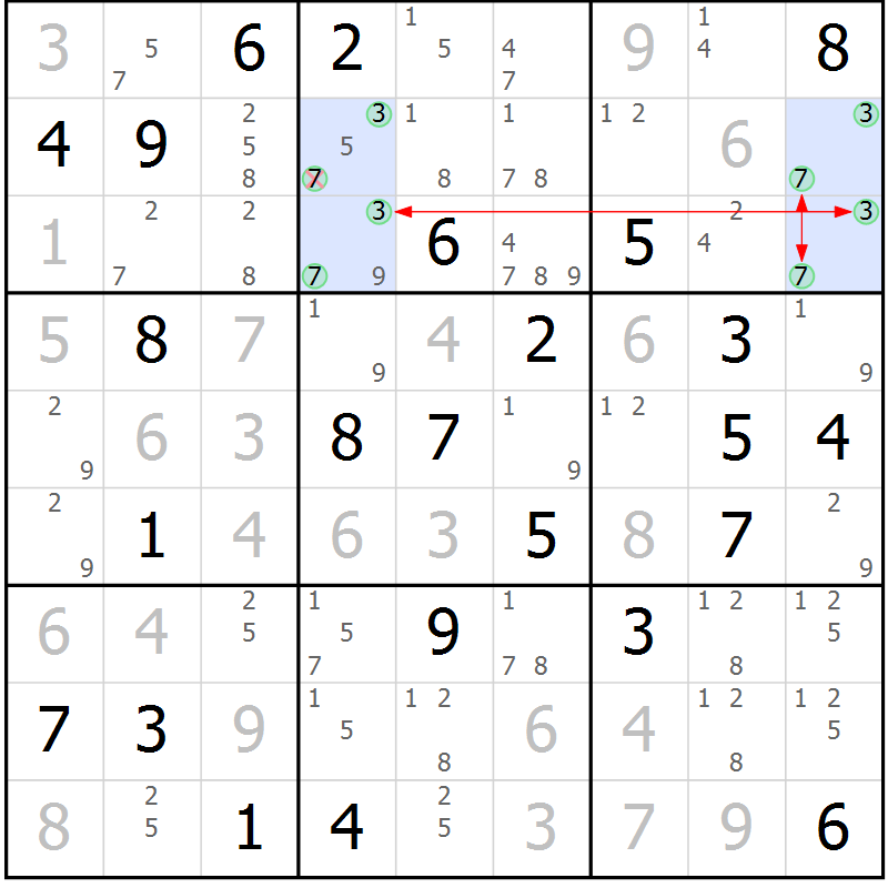 Position des candidats pour la solution de la Gr 27 page 30 du magazine de sudoku Maestro n° 086