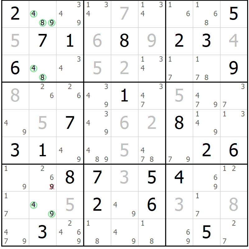 Position des candidats pour la solution de la Gr 28 page 31 du magazine de sudoku Maestro n° 086