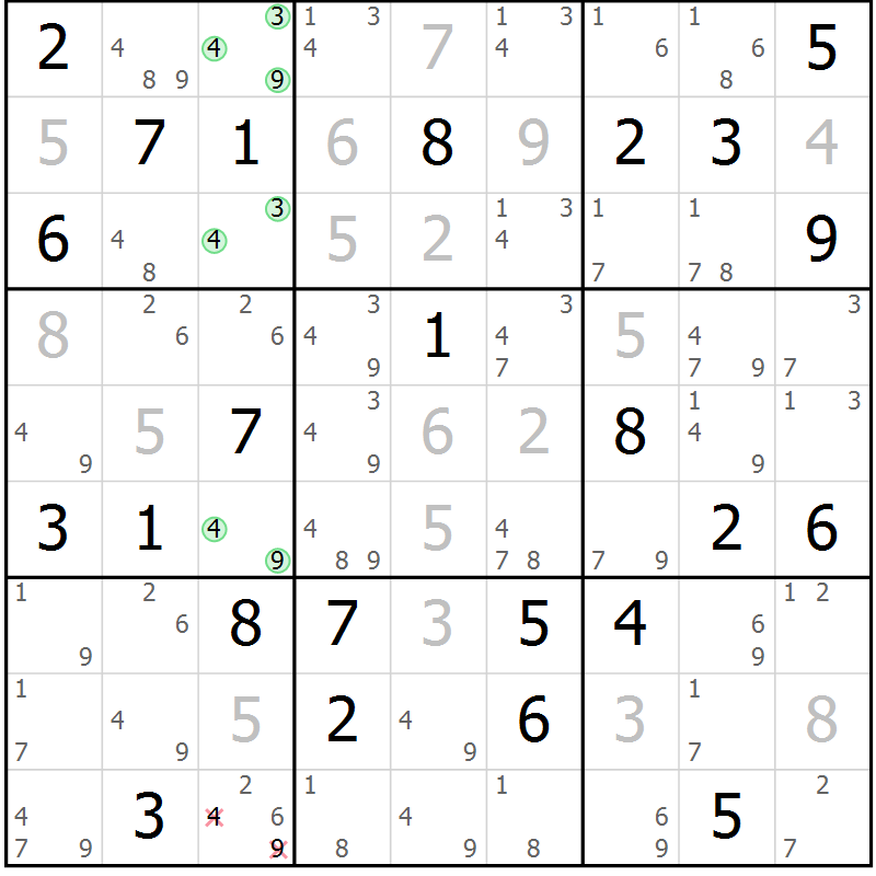 Position des candidats pour la solution de la Gr 28 page 31 du magazine de sudoku Maestro n° 086