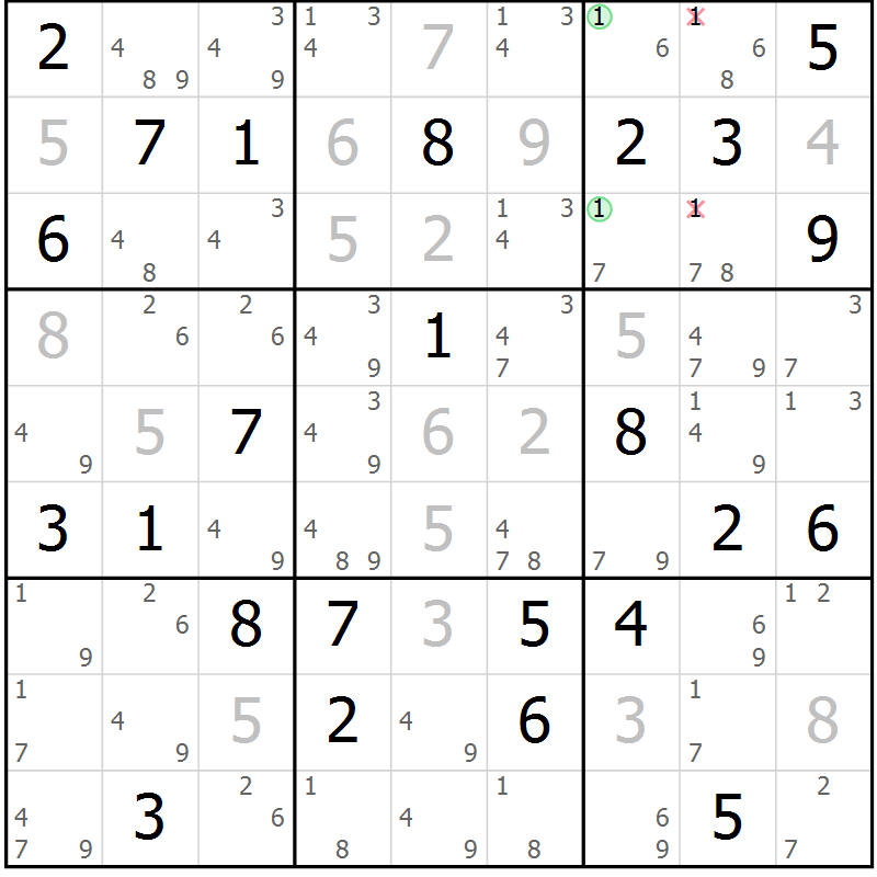 Position des candidats pour la solution de la Gr 28 page 31 du magazine de sudoku Maestro n° 086