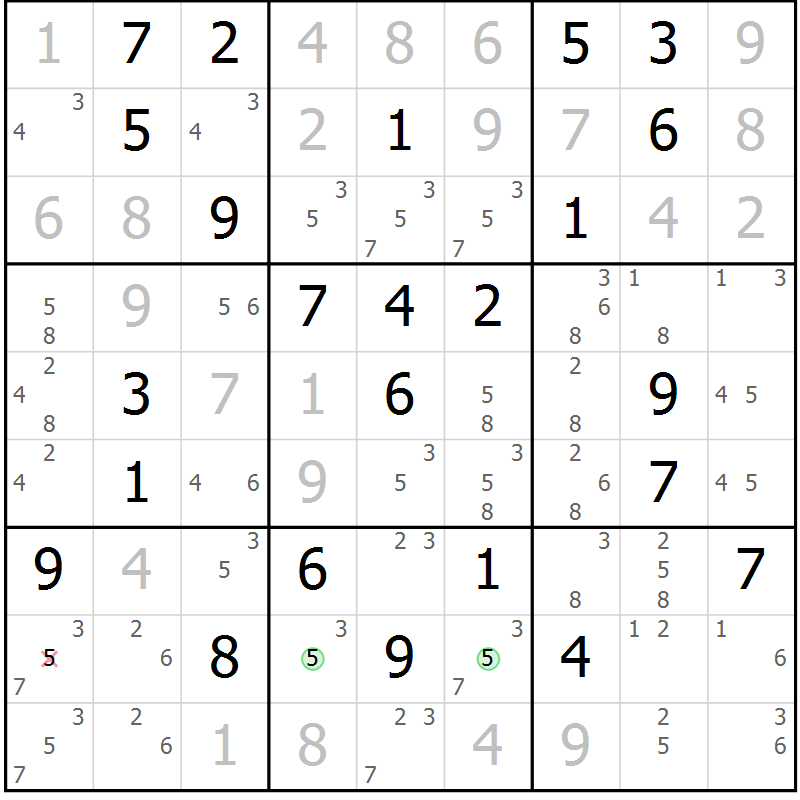 Position des candidats pour la solution de la Gr 29 page 32 du magazine de sudoku Maestro n° 086