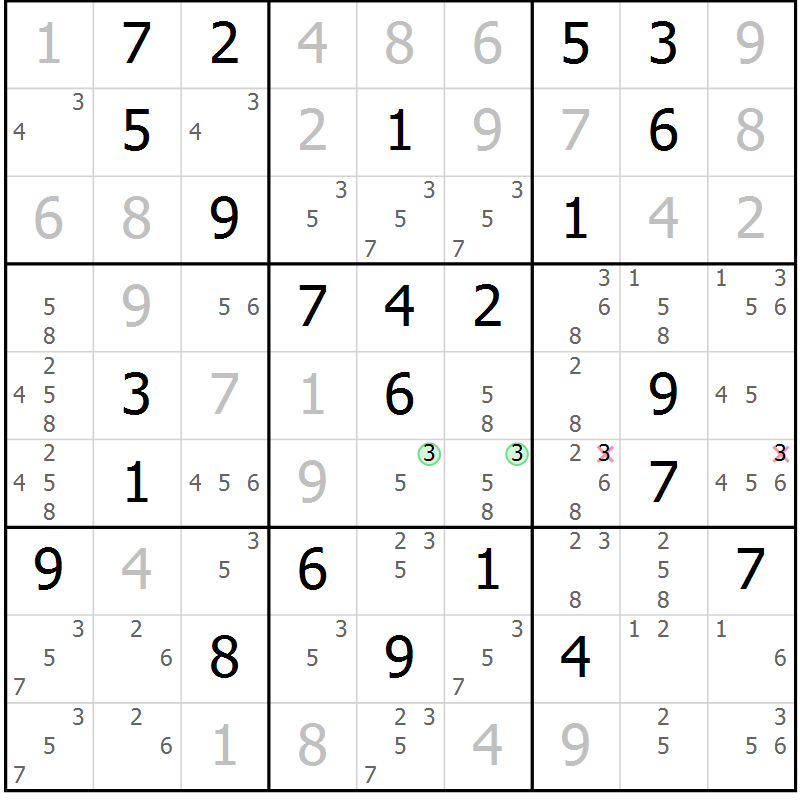 Position des candidats pour la solution de la Gr 29 page 32 du magazine de sudoku Maestro n° 086
