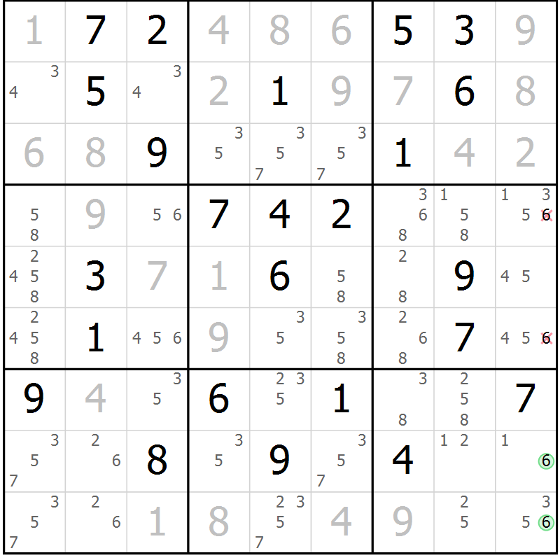 Position des candidats pour la solution de la Gr 29 page 32 du magazine de sudoku Maestro n° 086
