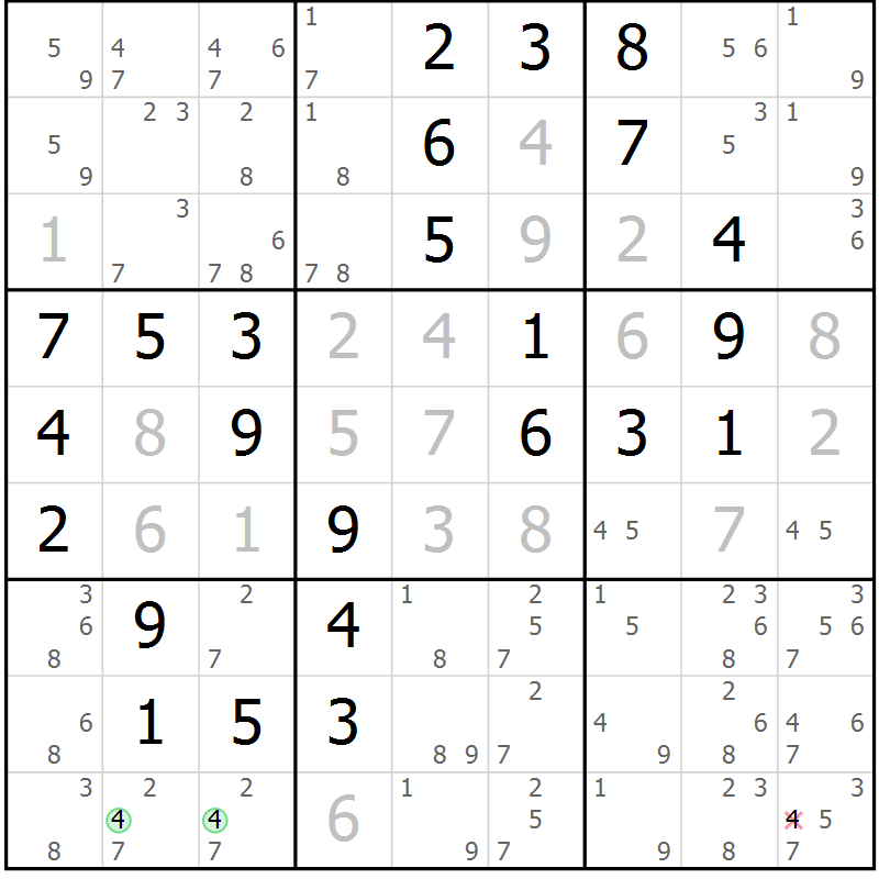 Position des candidats pour la solution de la Gr 3 page 6 du magazine de sudoku Maestro n° 086