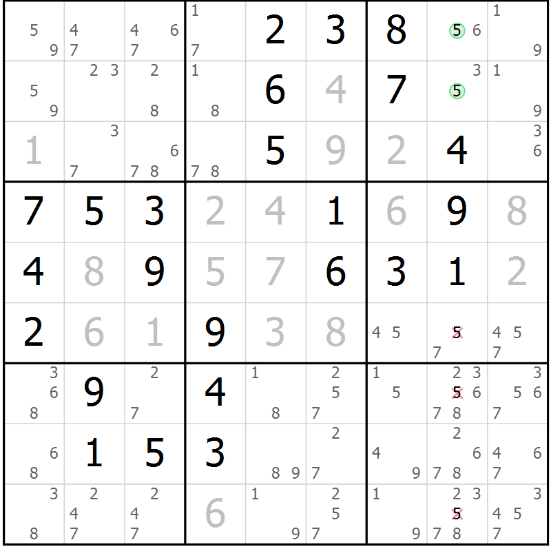 Position des candidats pour la solution de la Gr 3 page 6 du magazine de sudoku Maestro n° 086