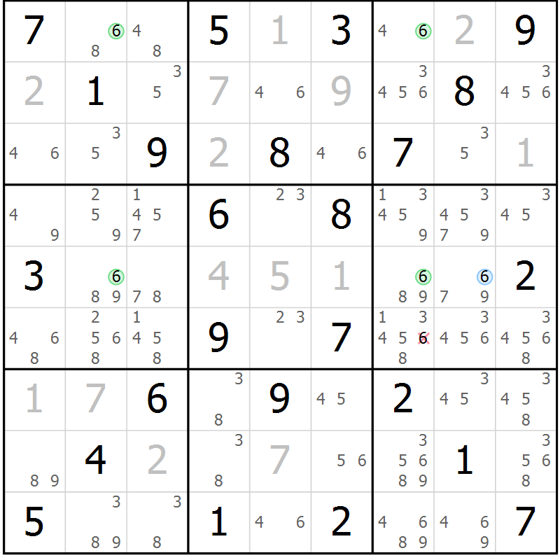 Position des candidats pour la solution de la Gr 30 page 33 du magazine de sudoku Maestro n° 086