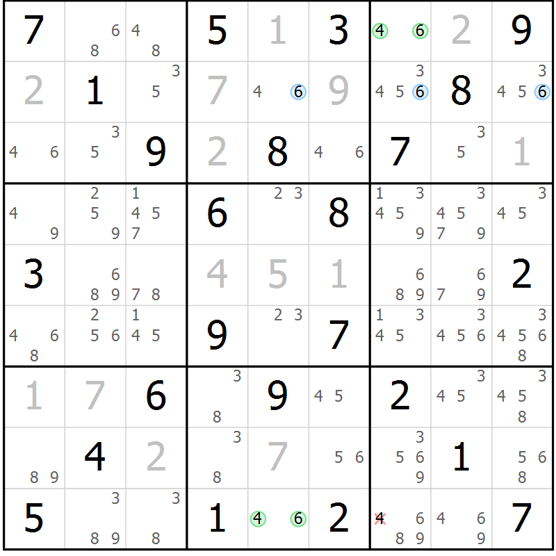 Position des candidats pour la solution de la Gr 30 page 33 du magazine de sudoku Maestro n° 086