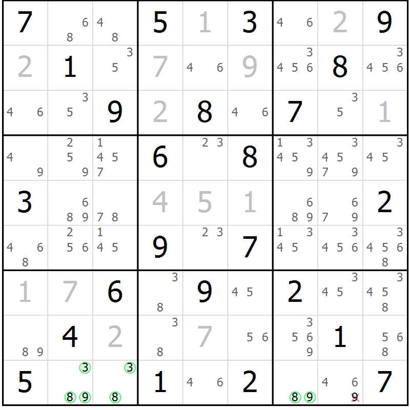 Position des candidats pour la solution de la Gr 30 page 33 du magazine de sudoku Maestro n° 086