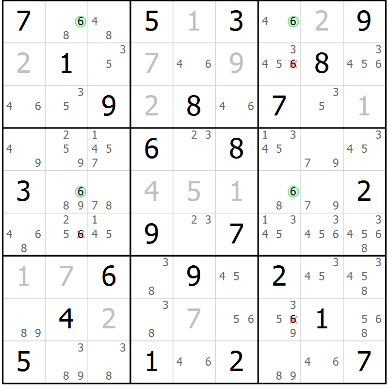 Position des candidats pour la solution de la Gr 30 page 33 du magazine de sudoku Maestro n° 086