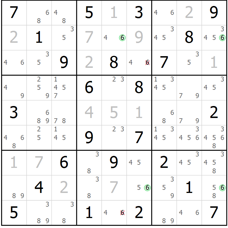 Position des candidats pour la solution de la Gr 30 page 33 du magazine de sudoku Maestro n° 086