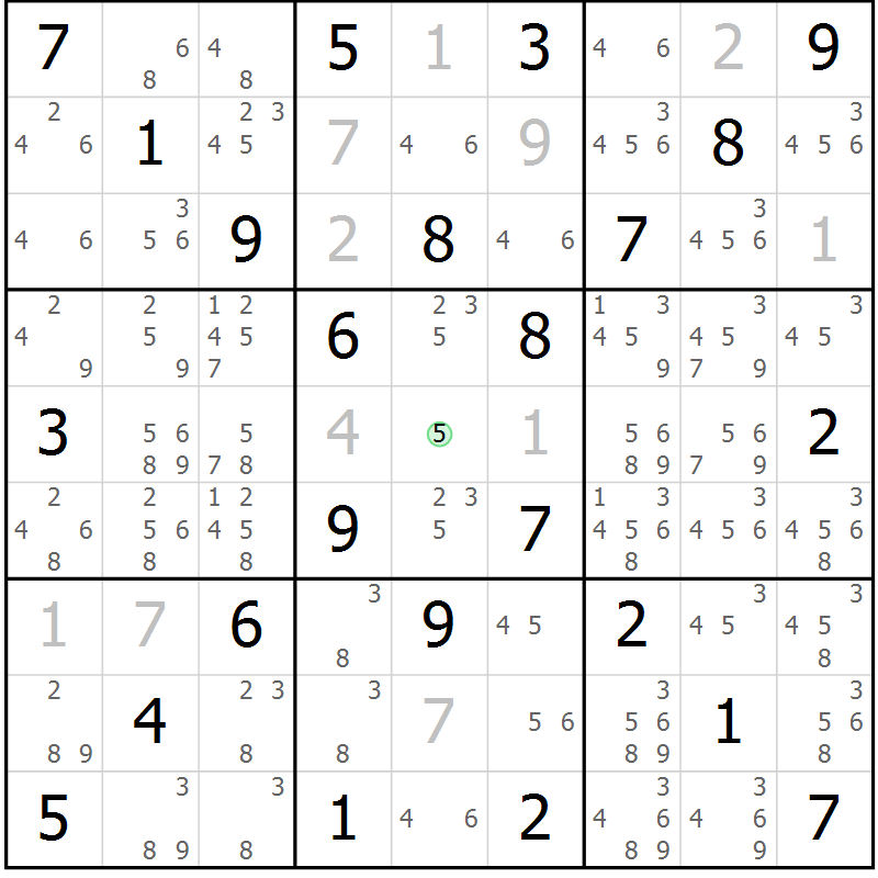 Position des candidats pour la solution de la Gr 30 page 33 du magazine de sudoku Maestro n° 086