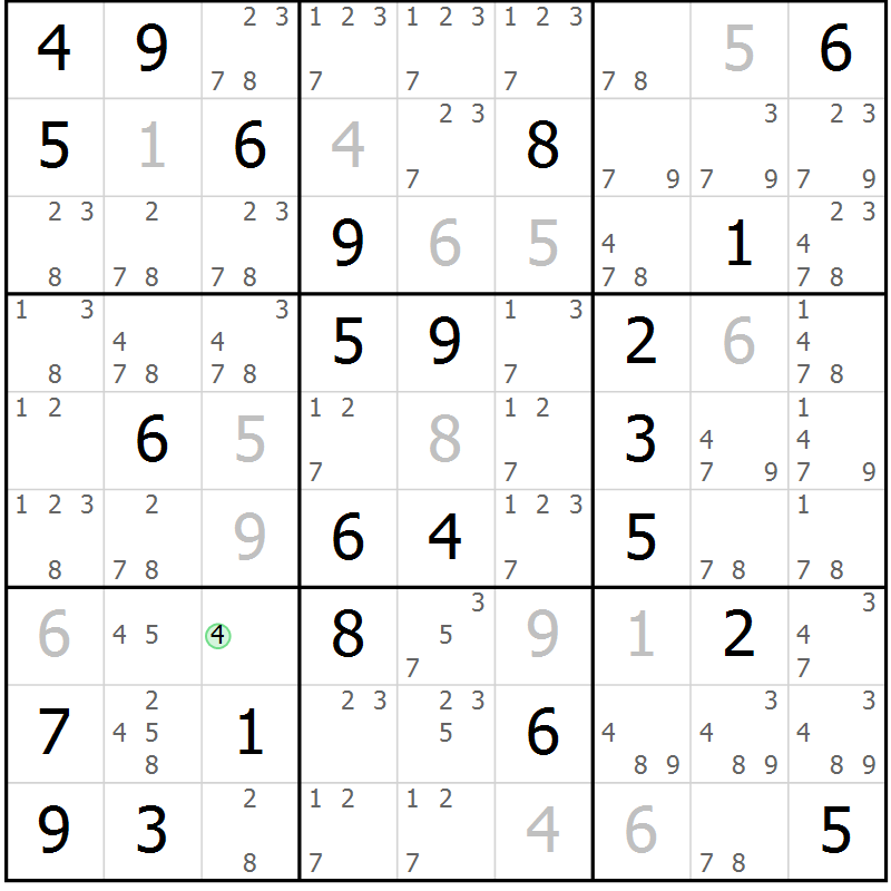 Position des candidats pour la solution de la Gr 31 page 34 du magazine de sudoku Maestro n° 086