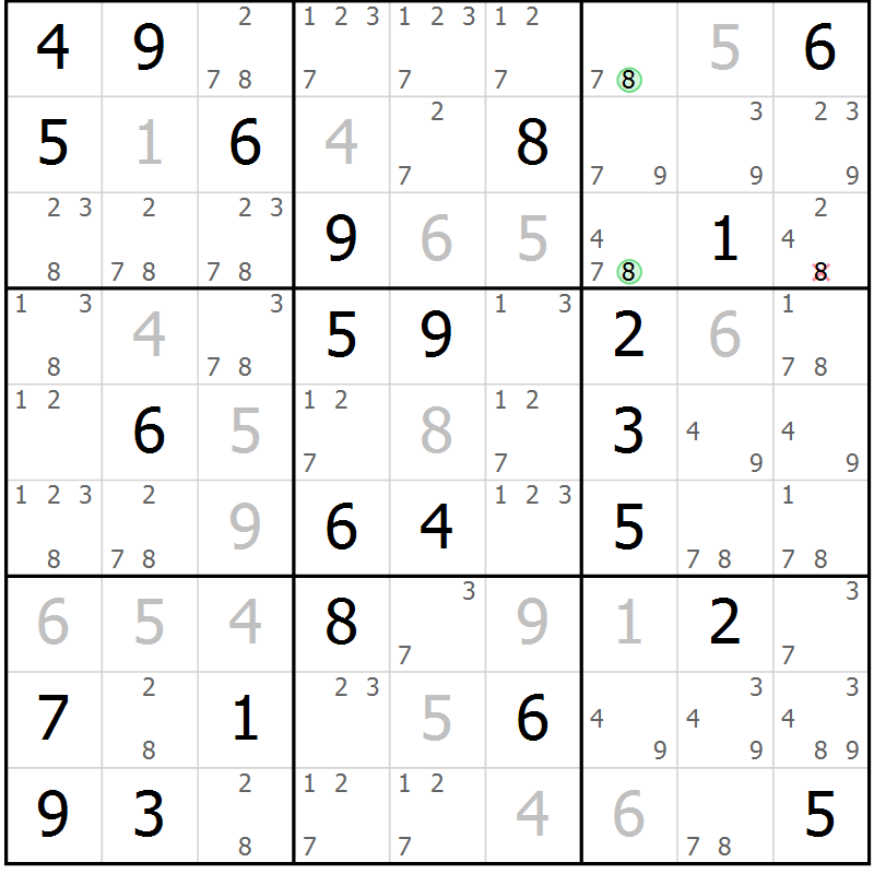 Position des candidats pour la solution de la Gr 31 page 34 du magazine de sudoku Maestro n° 086