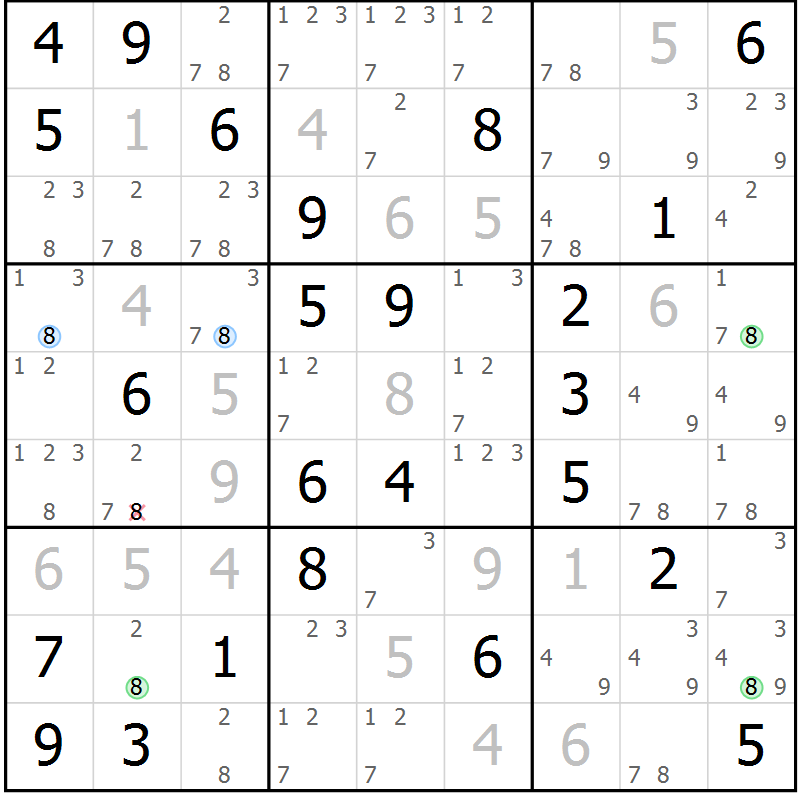 Position des candidats pour la solution de la Gr 31 page 34 du magazine de sudoku Maestro n° 086