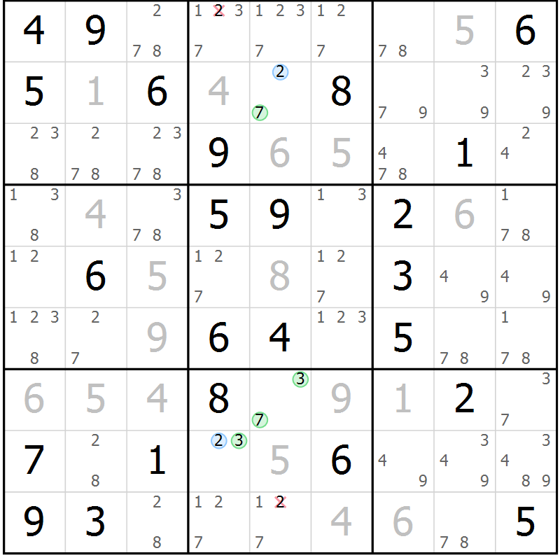 Position des candidats pour la solution de la Gr 31 page 34 du magazine de sudoku Maestro n° 086