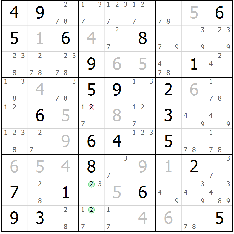 Position des candidats pour la solution de la Gr 31 page 34 du magazine de sudoku Maestro n° 086