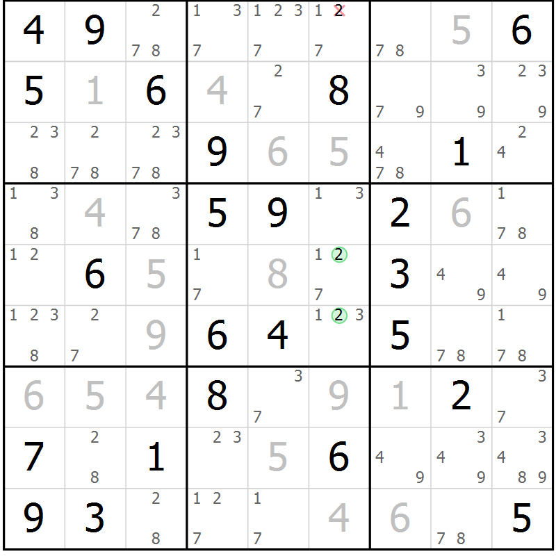 Position des candidats pour la solution de la Gr 31 page 34 du magazine de sudoku Maestro n° 086