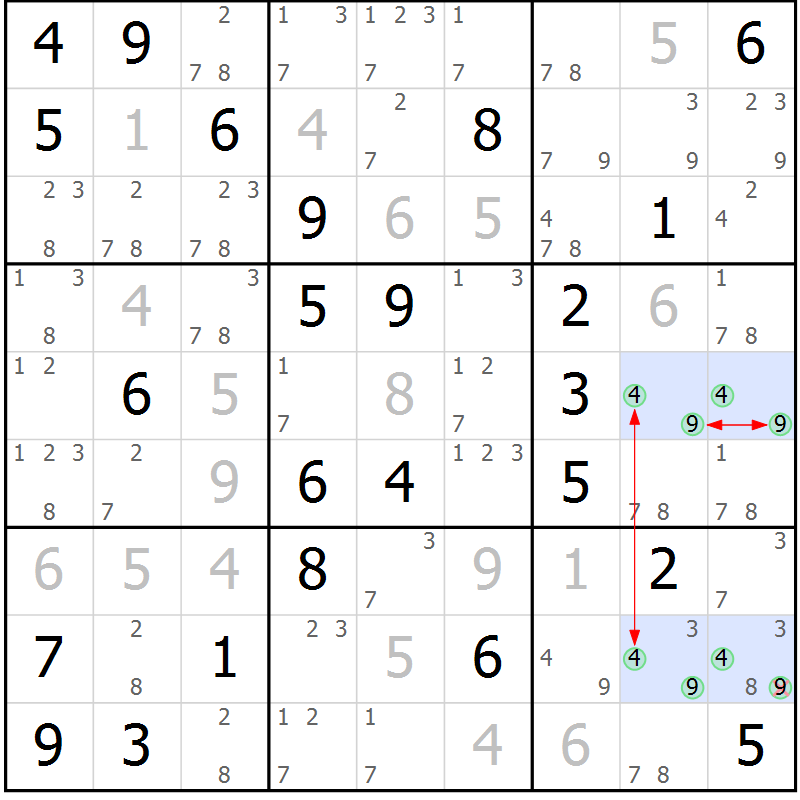 Position des candidats pour la solution de la Gr 31 page 34 du magazine de sudoku Maestro n° 086