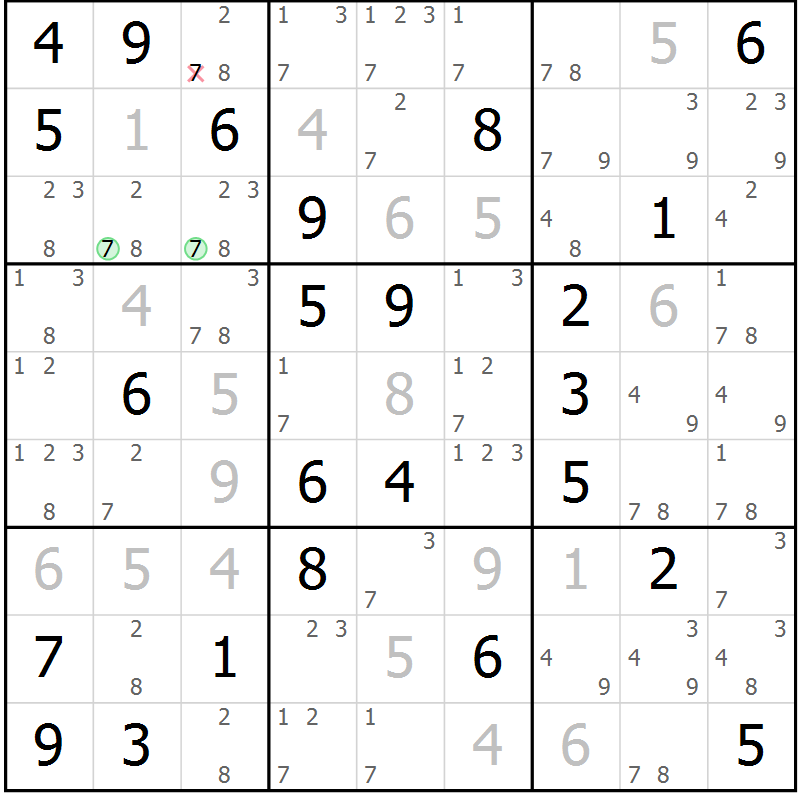 Position des candidats pour la solution de la Gr 31 page 34 du magazine de sudoku Maestro n° 086