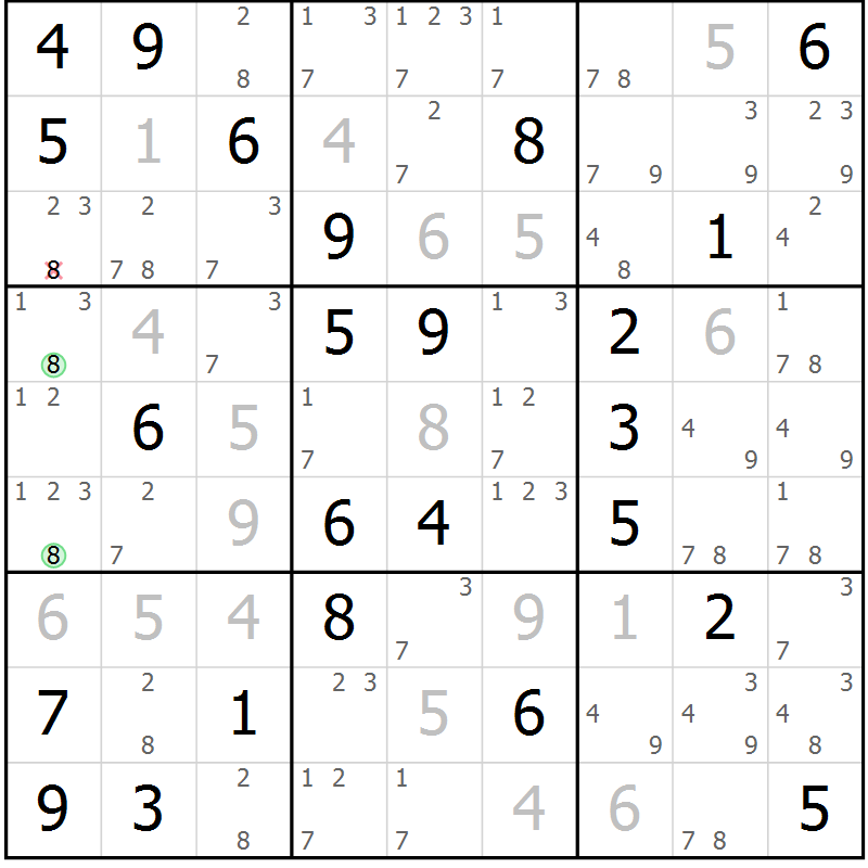 Position des candidats pour la solution de la Gr 31 page 34 du magazine de sudoku Maestro n° 086