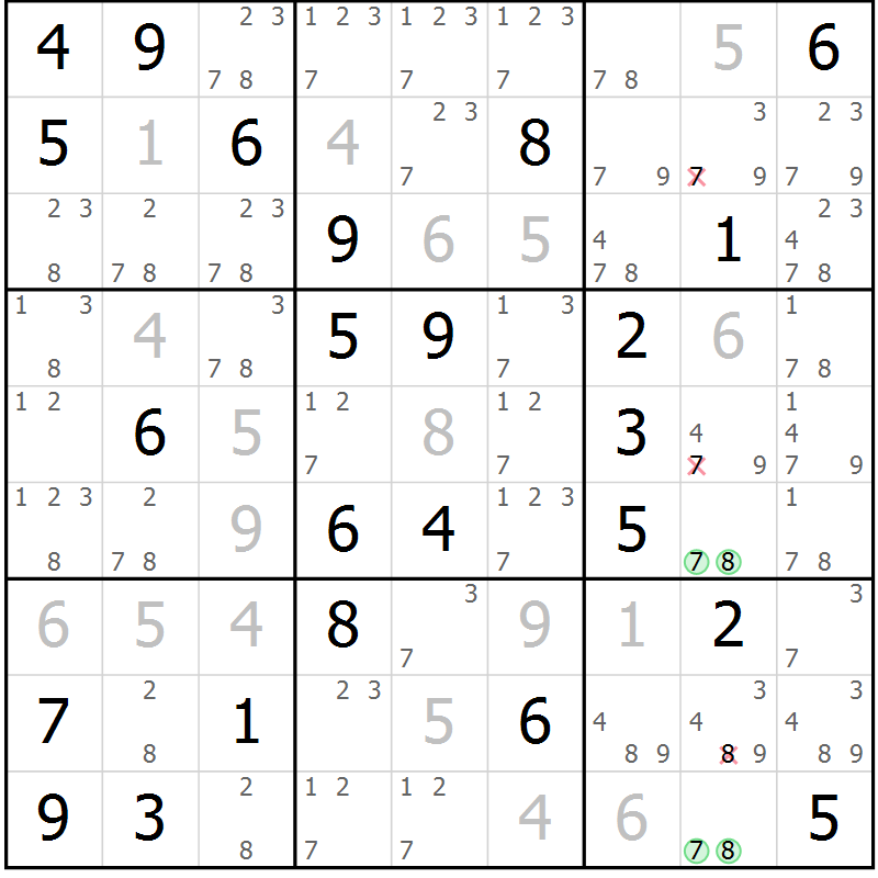 Position des candidats pour la solution de la Gr 31 page 34 du magazine de sudoku Maestro n° 086