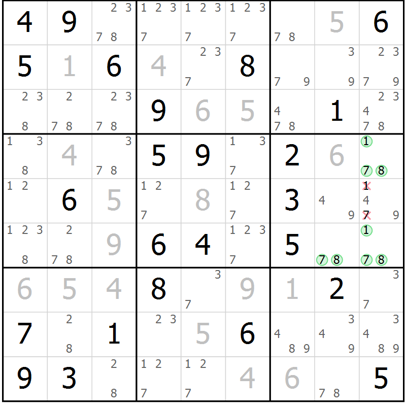 Position des candidats pour la solution de la Gr 31 page 34 du magazine de sudoku Maestro n° 086