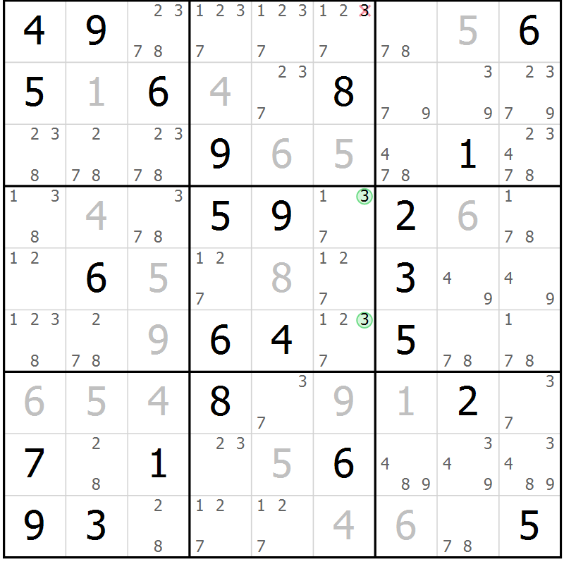 Position des candidats pour la solution de la Gr 31 page 34 du magazine de sudoku Maestro n° 086