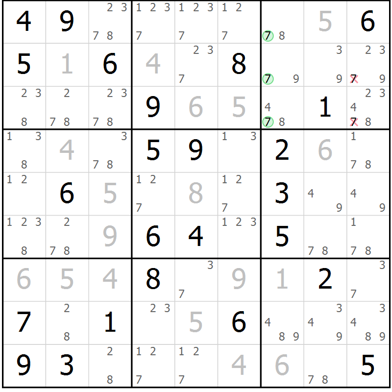 Position des candidats pour la solution de la Gr 31 page 34 du magazine de sudoku Maestro n° 086