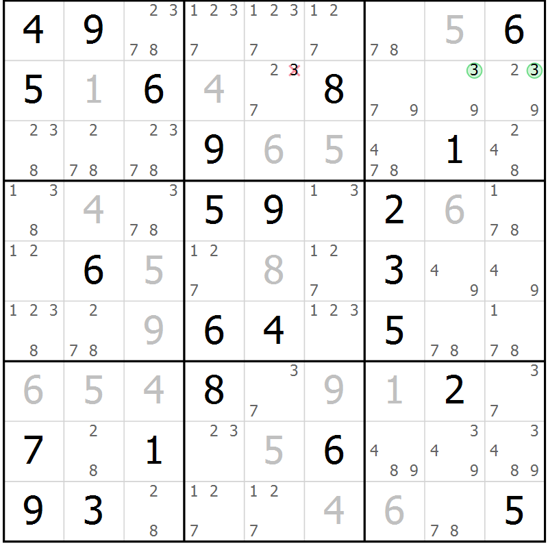 Position des candidats pour la solution de la Gr 31 page 34 du magazine de sudoku Maestro n° 086
